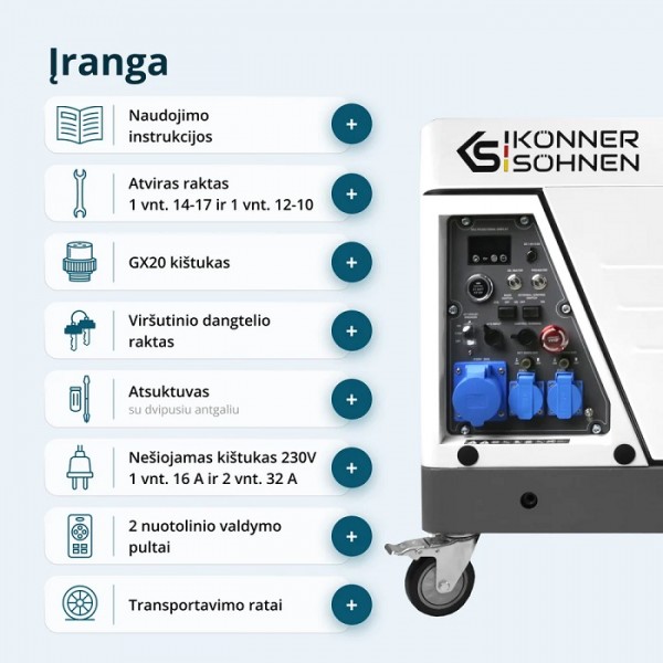 Dyzelinis inverterinis generatorius KONNER & SOHNEN KS 6500iDE S ATSR